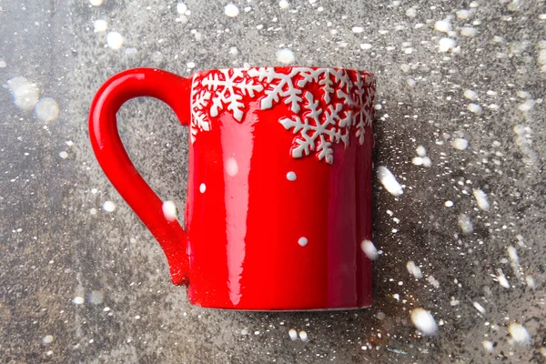 Fundo Comida Natal Férias Caneca Chá Com Decoração Natal Fundo — Fotografia de Stock