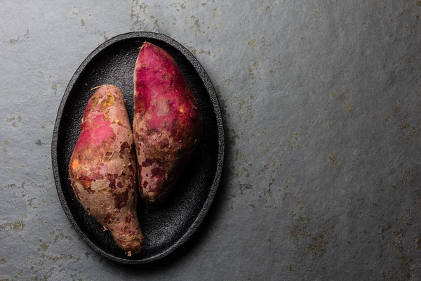 Перуанский Сырой Сладкий Картофель Camote Batata Вид Сверху — стоковое фото