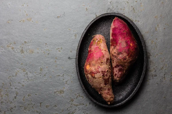 Перуанский Сырой Сладкий Картофель Camote Batata Вид Сверху — стоковое фото