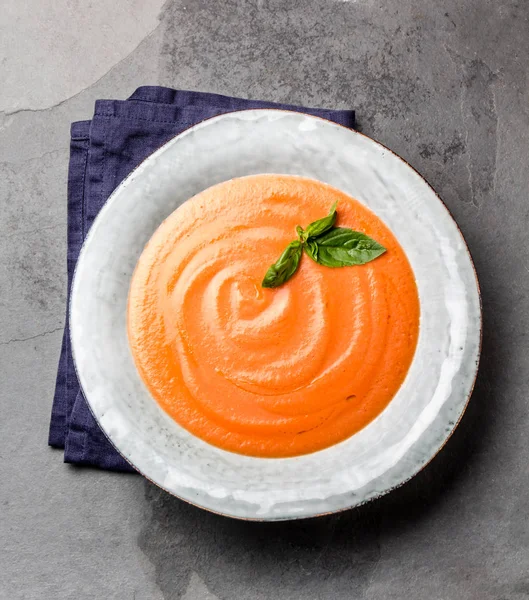 Traditional Spanish Andalusian Tomato Cream Soup Salmorejo Salmorejo Gazpacho Cream — Stock Photo, Image