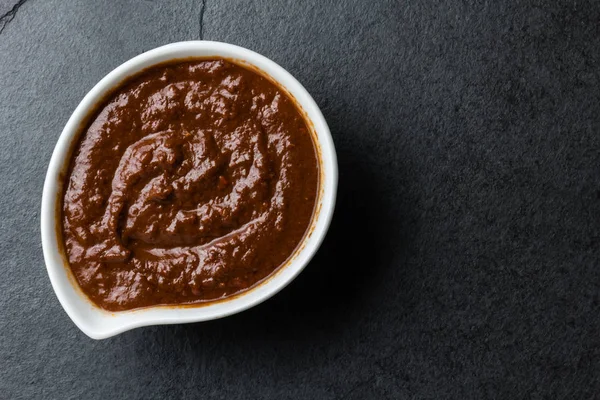 Hagyományos Mexikói Leghíresebb Csokoládé Salsa Chili Mole Poblano Vakond Puebla — Stock Fotó