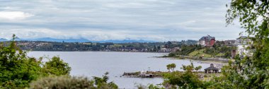 Cityscape panoramic view of Puerto Varas City, Region los Lagos Chile clipart