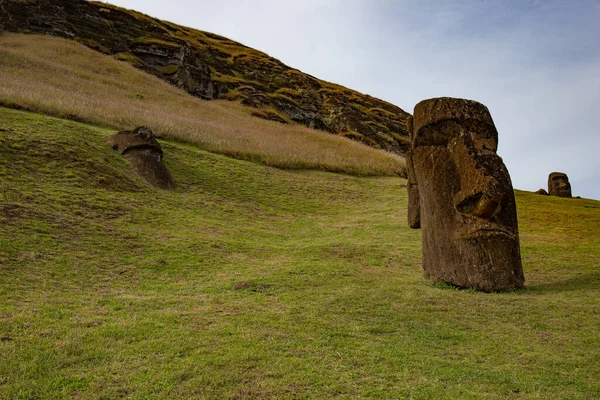 Πέτρινα αγάλματα Moai στο νησί του Πάσχα Rapa Nui — Φωτογραφία Αρχείου