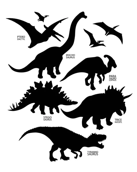 Silhouettes of dinosaur — Stock Vector