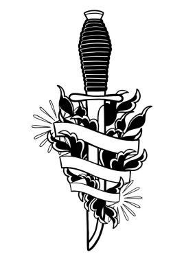 Çiçek süslemeleri ile grafik bıçak