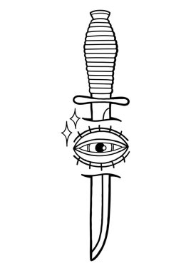 Suluboya all-gören göz ve bıçak