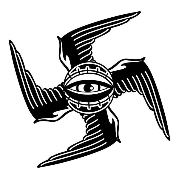 Grafik kanatlı all-gören göz