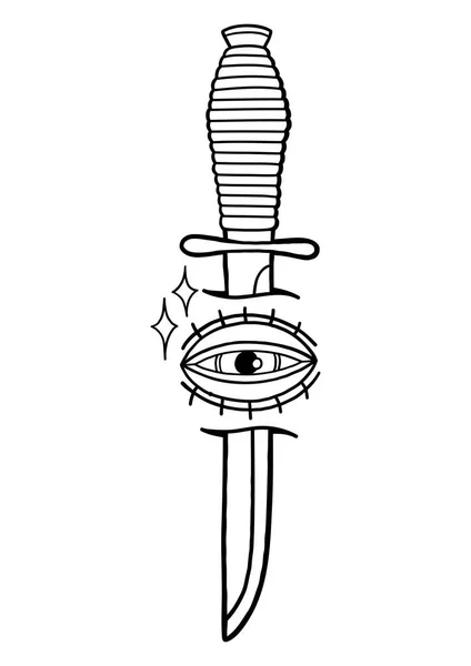 Acuarela ojo y cuchillo que todo lo ve — Archivo Imágenes Vectoriales