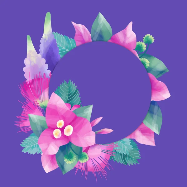 Pastellfärgade design med exotiska blad och blommor — Stockfoto