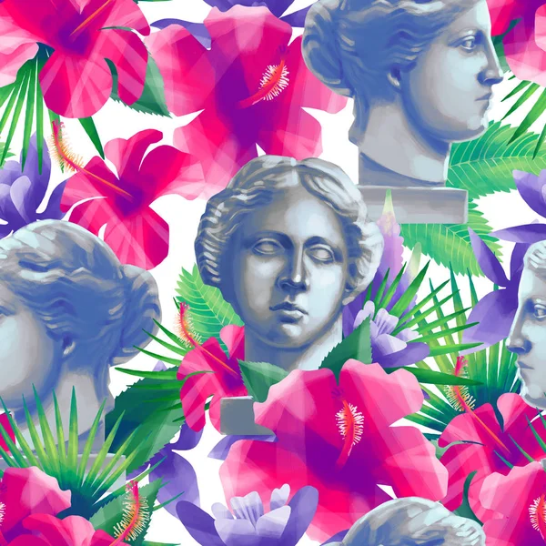 Design com esculturas e flores de Vénus de Milo — Fotografia de Stock