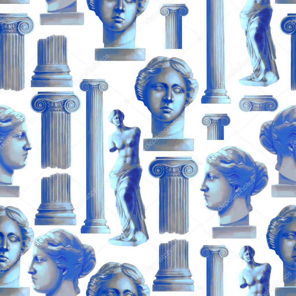 Classical pattern of Venus de Milo and columns