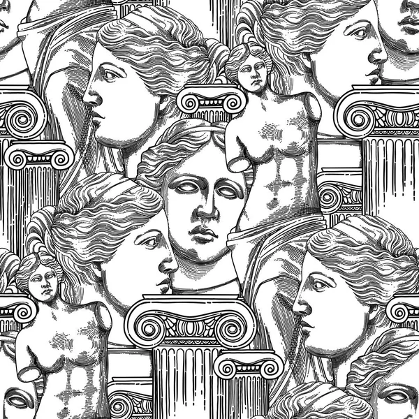 Modello classico di Venere di Milo e colonne — Vettoriale Stock