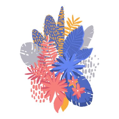 Kaba fırça ile çizilmiş grafik egzotik bitkiler