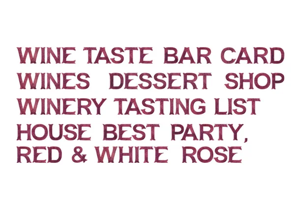 Coleção de palavras aquarela sobre vinho tema isolado no fundo branco — Fotografia de Stock