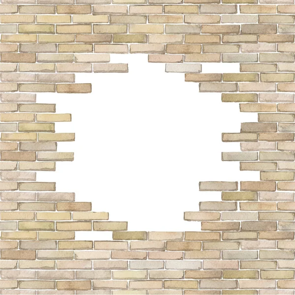 Watercolor brick wall isolated on white background — Stock Photo, Image