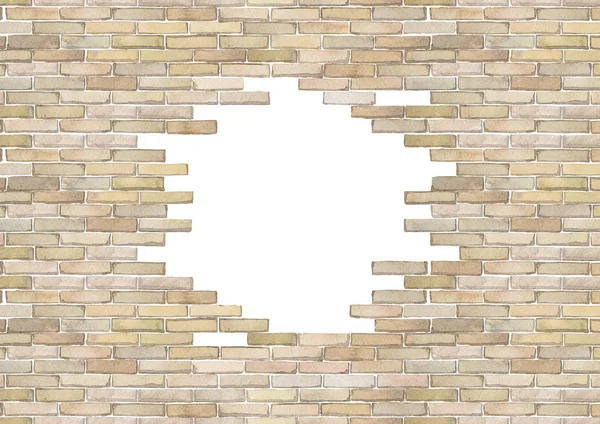 Aquarel bakstenen muur geïsoleerd op witte achtergrond — Stockfoto