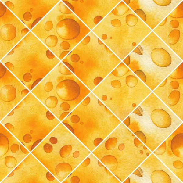 Abstrakt akvarell sömlösa mönster av skurna skivor av ost — Stockfoto
