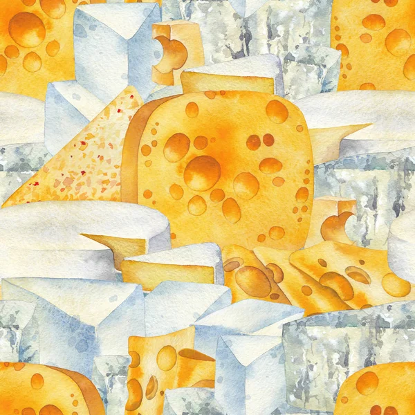 Modèle aquarelle de différents types de fromage — Photo