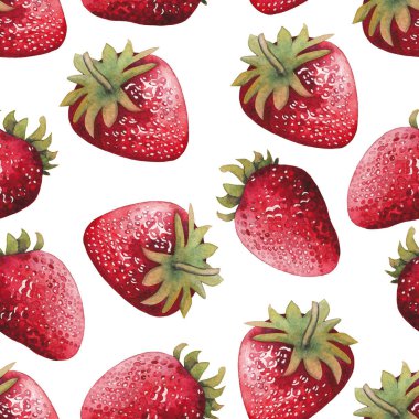 Parlak yand seamless modeli suluboya çilek boyalı