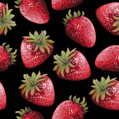 Parlak yand seamless modeli suluboya çilek boyalı