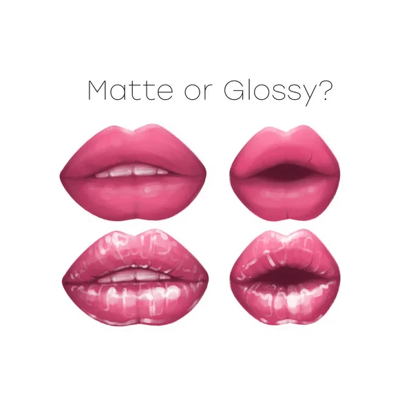 Realistische lippen die geschilderd met matte en glanzende roze lippenstift — Stockfoto