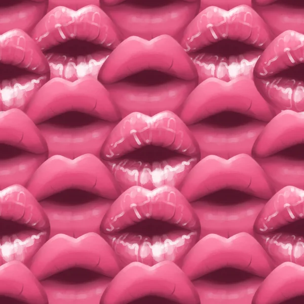 Realistic lips painted with matte and glossy pink lipsticks. — Stock Photo, Image