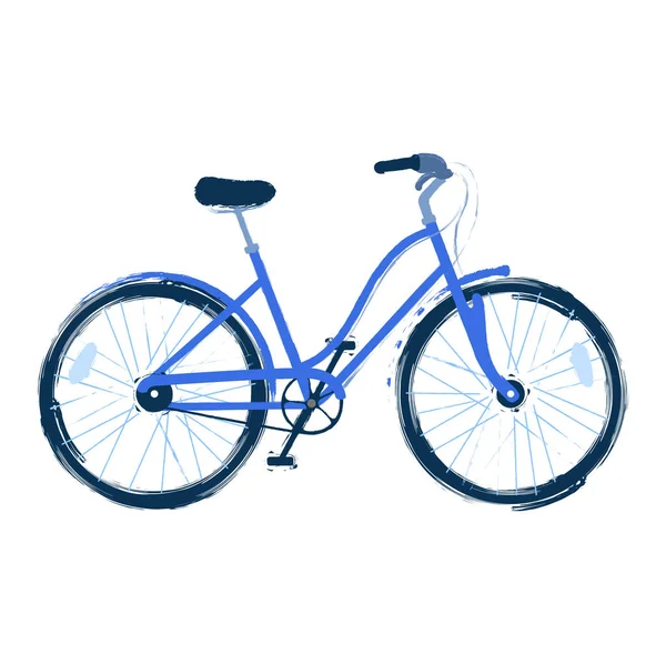 Vector illustration of the blue bicycle drawn in abstract technique of rough brush — Stock Vector