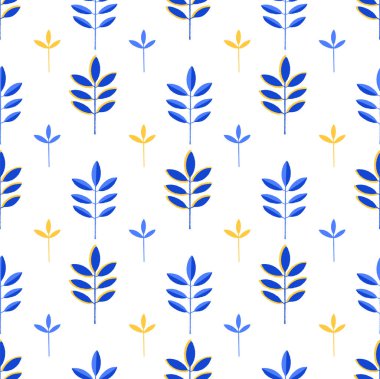 Canlı renklerde minimalist yaprakların soyut seamless modeli