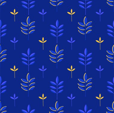 Canlı renklerde minimalist yaprakların soyut seamless modeli