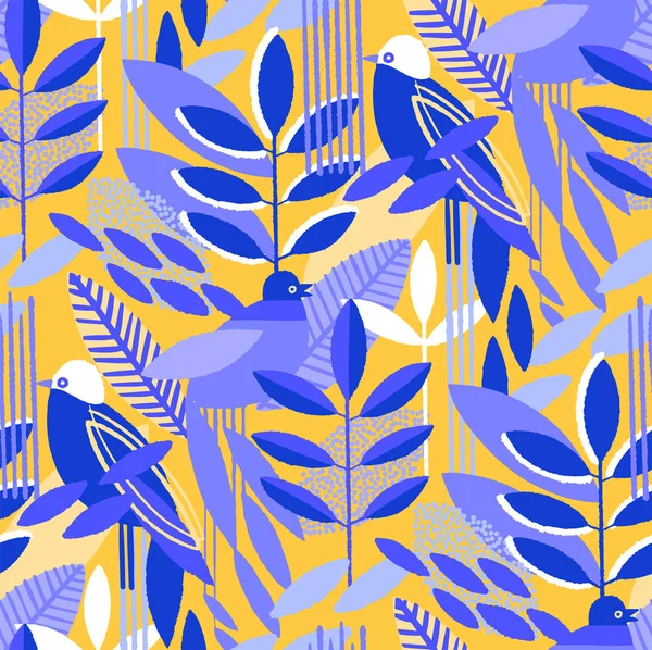 Abstracte naadloze patroon van minimalistische bladeren in levendige kleuren — Stockvector