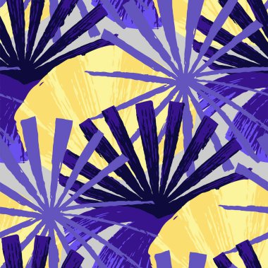 Canlı renklerde egzotik yaprakların soyut vektör seamless modeli.