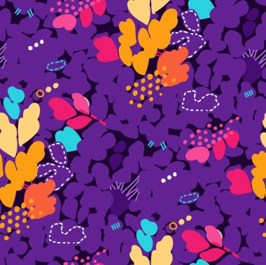 Vuruş, noktalar ve çiçek öğeleri soyut seamless modeli