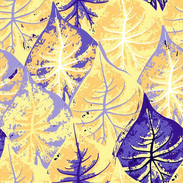 Abstract vector naadloze patroon van bladeren van de exotische in levendige kleuren. — Stockvector
