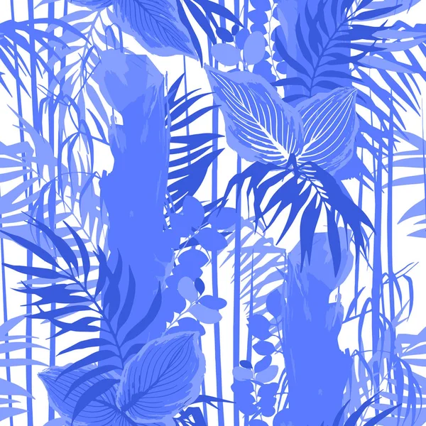이국적인 나뭇잎과 나무의 그래픽 완벽 한 패턴 — 스톡 벡터