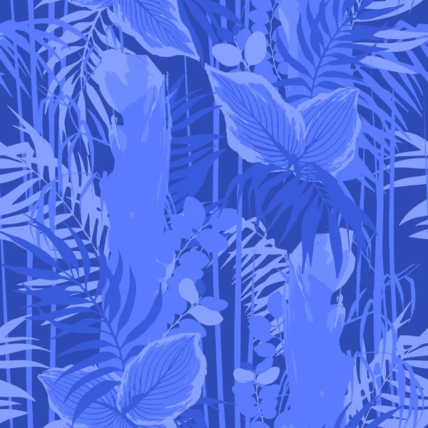 Grafiskt sömlösa mönster av exotiska blad och träd — Stock vektor