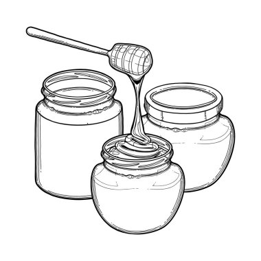 Bal farklı türde ağaç suluboya şişe