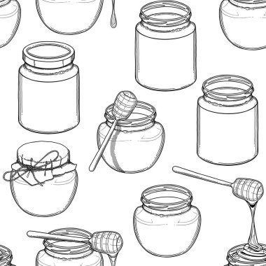 Bal farklı çeşitleri ile şişe grafik dikişsiz desen