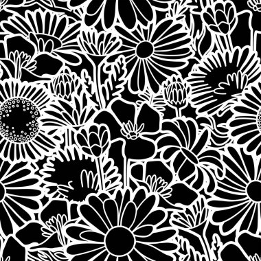 Yabani çayır çiçekleri Grafik dikişsiz desen