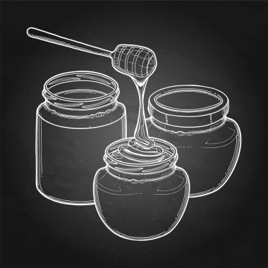 Bal farklı türde ağaç suluboya şişe