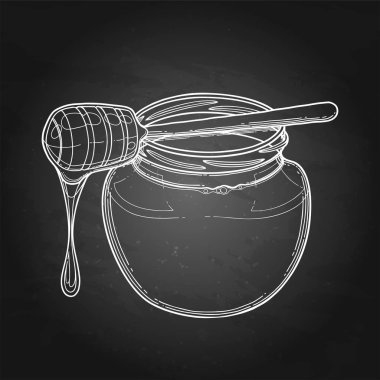 Beyaz arka plan üzerinde izole dippers bal Grafik şişeler