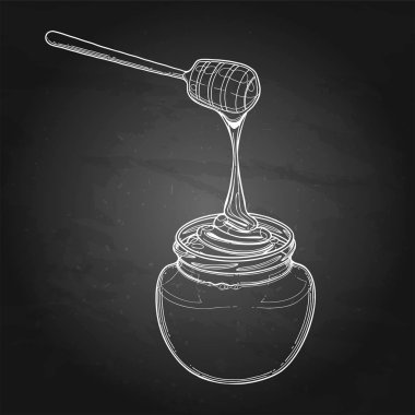 Damlatıcılardan şişelere akan grafik bal