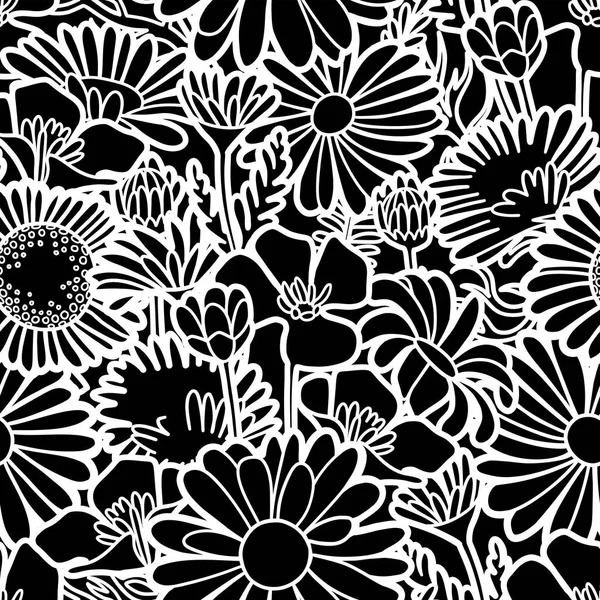 Yabani çayır çiçekleri Grafik dikişsiz desen