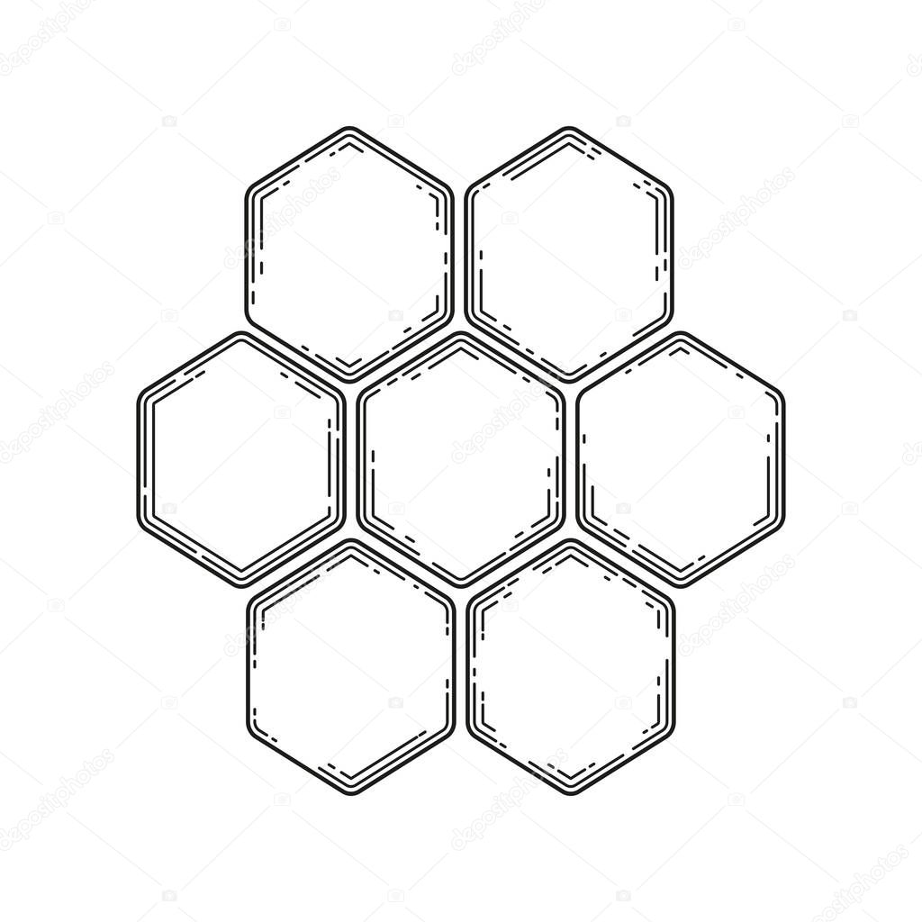 Abstract watercolor honeycomb design isolated on white background