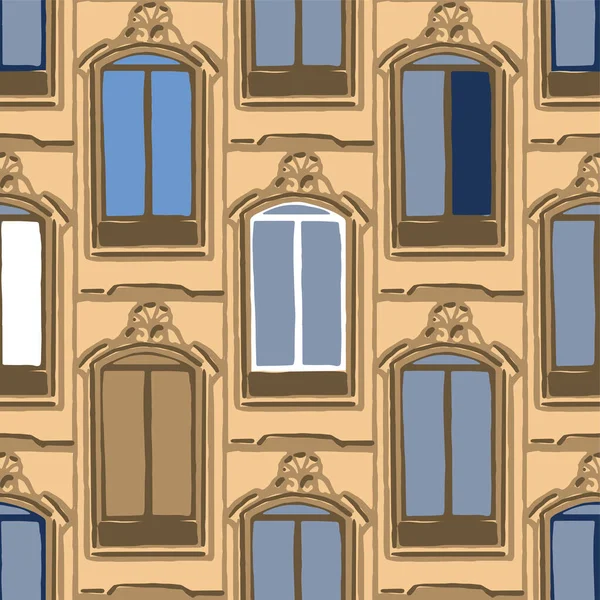 Zökkenőmentes minta az ősi máltai ablakok kő keretek — Stock Vector