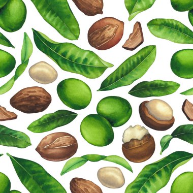 Suluboya bitkilerinin kusursuz deseni. El boyaması tasarım