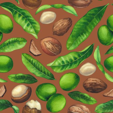 Suluboya bitkilerinin kusursuz deseni. El boyaması tasarım