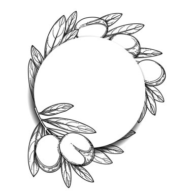 Grafik argan bitkileriyle çevrili dairesel şekil.