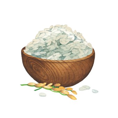 Mısır gevreğiyle süslenmiş suluboya ahşap pirinç kasesi.
