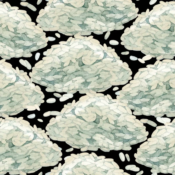 Akvarell sömlös mönster av nävar av vitt ris. — Stockfoto