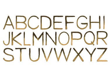 Beyaz arkaplanda izole edilmiş büyük harflerin suluboya koleksiyonu